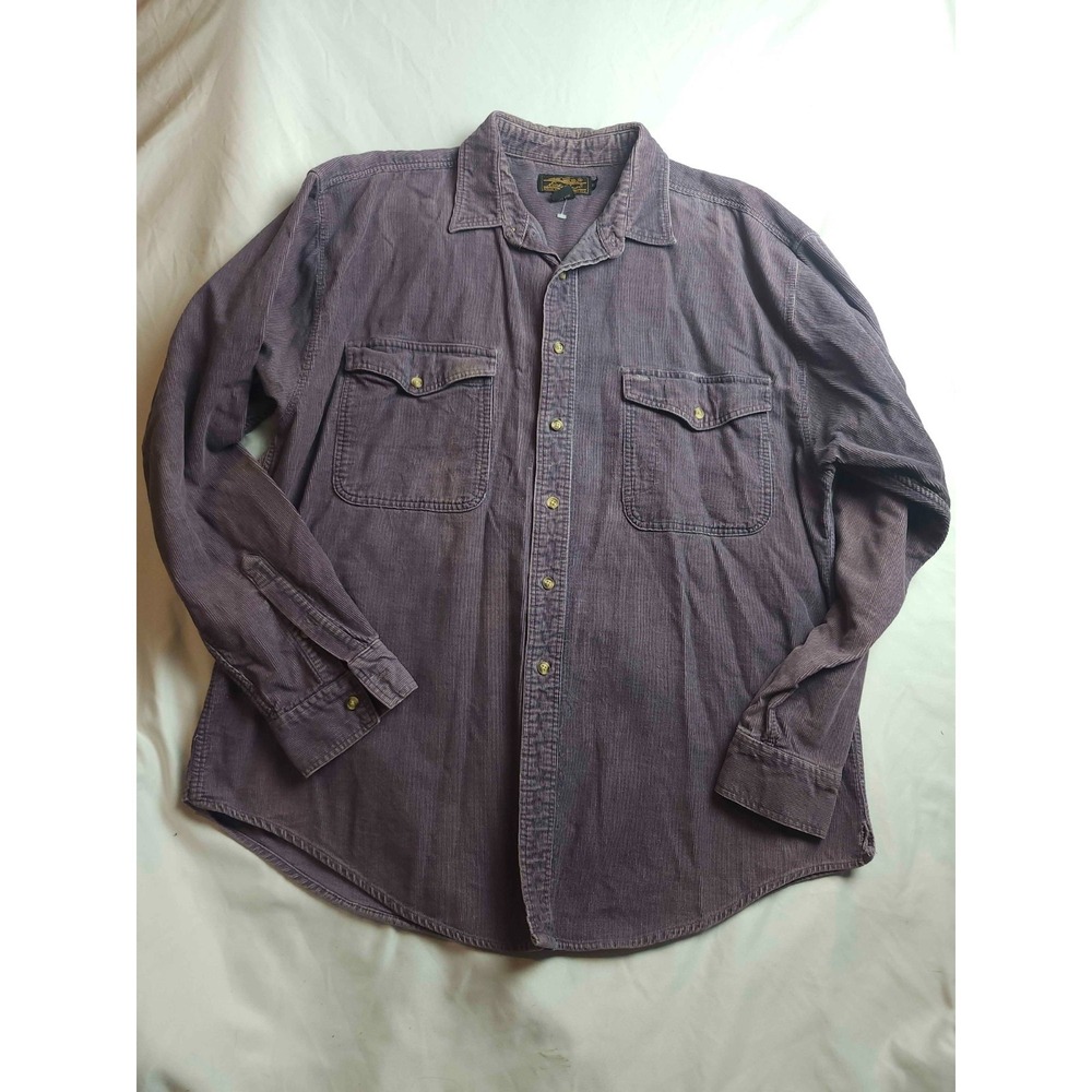 Eddie Bauer Corduroy Button-Down Mens XL‎ Purple 100% Cotton Shirt Long Sleeve